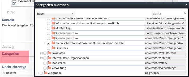 Kategorie auswählen