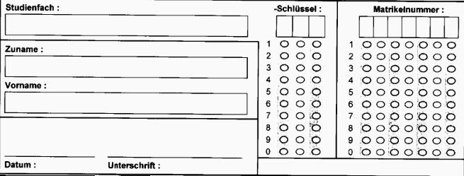 Matrikel Lösungsblatt